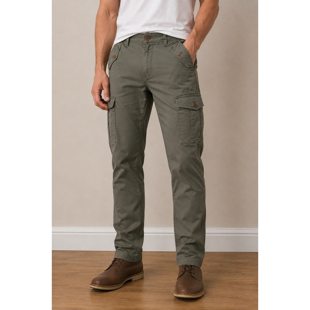 Brooks Brothers Washed Cotton Stretch Cargo Pants Men 34x30 Taupe Utility Gorp